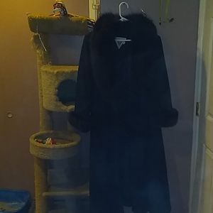 Fur coat lambs wool satin